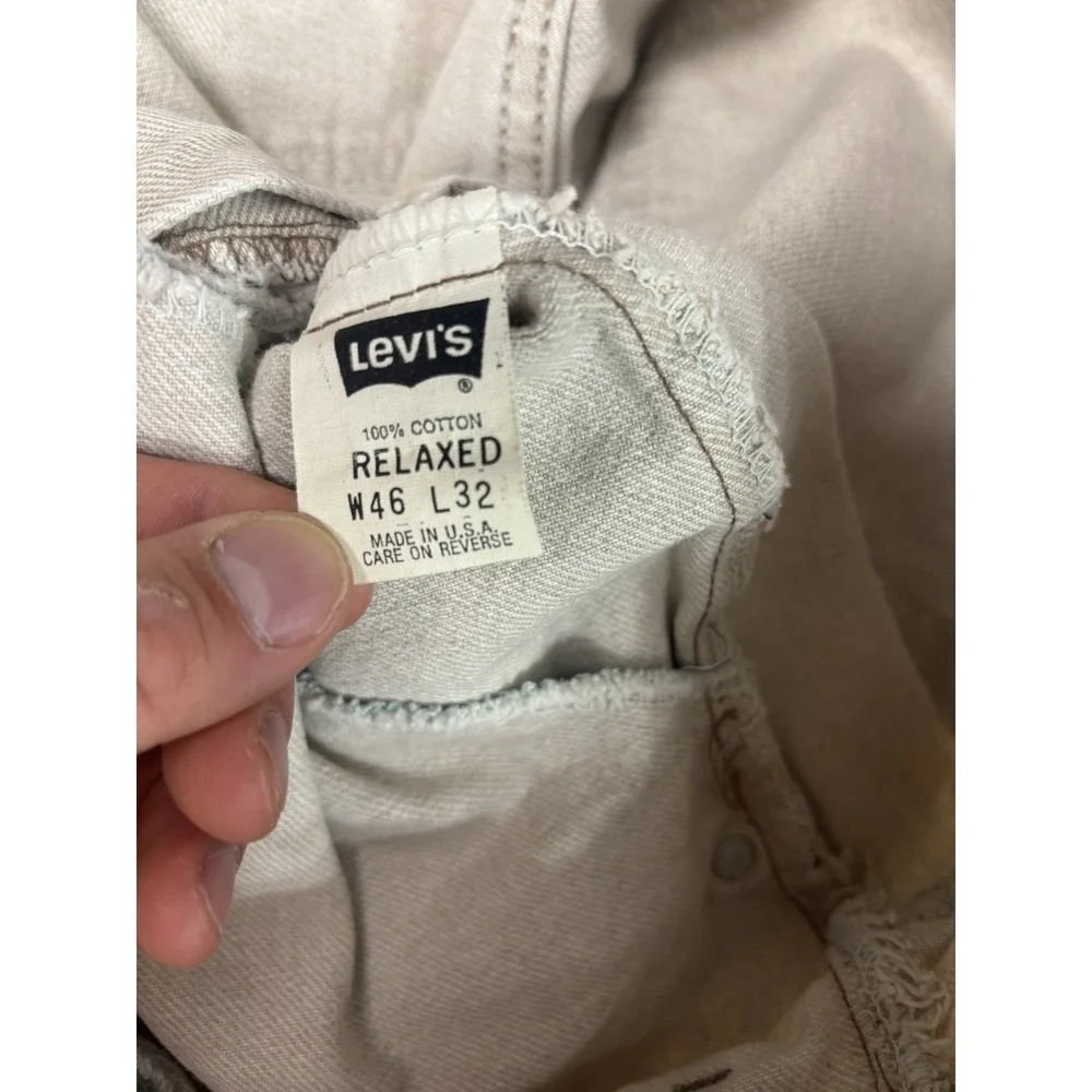 Vintage Levis 540 Mens 46x32 Beige USA Made Brown Tab Relaxed Fit Jeans